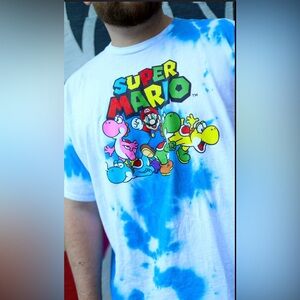 Nintendo Super Mario color full gráfico Tie-Dye Tee tshirt 100 cotton